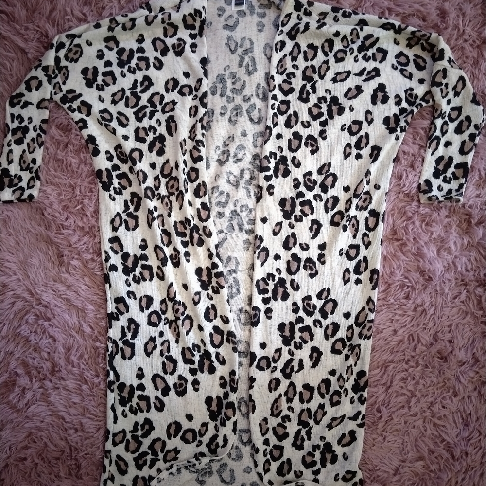 Leopard open front sheer cardigan size small